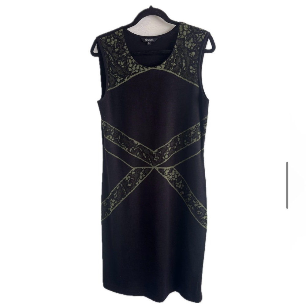 Misook 2-Piece Dress & Blazer Set • Black w/ Green Accents • S/M • EUC - Picture 2 of 8